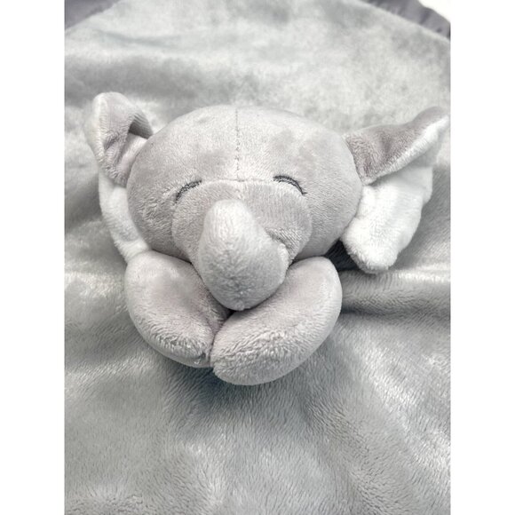CARTER'S 14.5" Gray Plush Velour & Satin Elephant Security Blanket LOVEY EUC - Picture 2 of 5